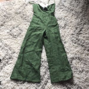 Anthro Faithful The Brand -green Linen Romper
